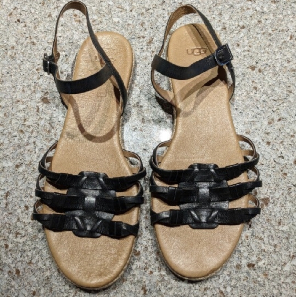 Ugg Larisa Leather sandals Black size 9 EUC